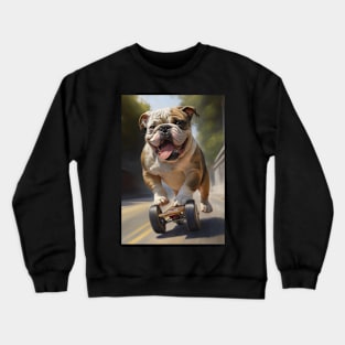 English Bulldog Skateboard Card Crewneck Sweatshirt